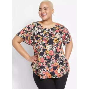 Lane Bryant size 26 floral classic short sleeve crew lightweight 3X womens plus